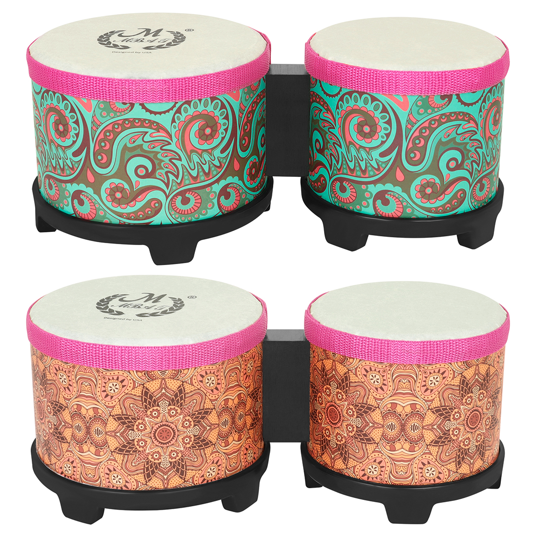 Djembe Hand Drum - Bongo Drum 5+6 Inch Connected Hand