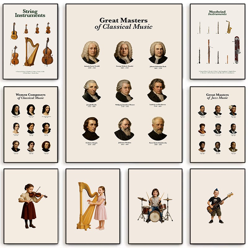 Musical Instrument In Orchestra - Punk Rock Baroque Kids Music Poster