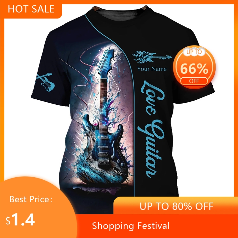 Fashion Guitar Bass 3D Print T – Musical Instrument Name recenzja i cena